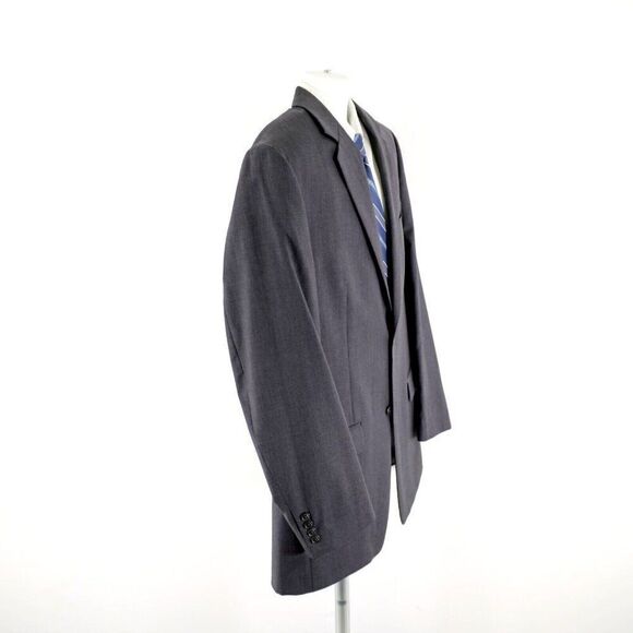 Calvin Klein Wool Gray 2 Button 2 Piece Suit 42L 36/32 High Rise Flat Front Part - Picture 10 of 16